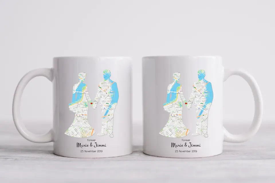 Personalisierte Hochzeitstasse Hochzeitsgeschenk Motiv Liebespaar, Brautpaar, Kaffeebecher - Kaffeebecher Geschenk Hochzeit