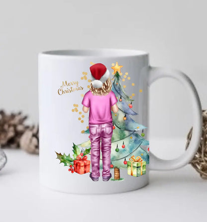 Weihnachtsgeschenk personalisierte Weihnachtstasse für Kinden mit Namen und Outfit gestaltbar