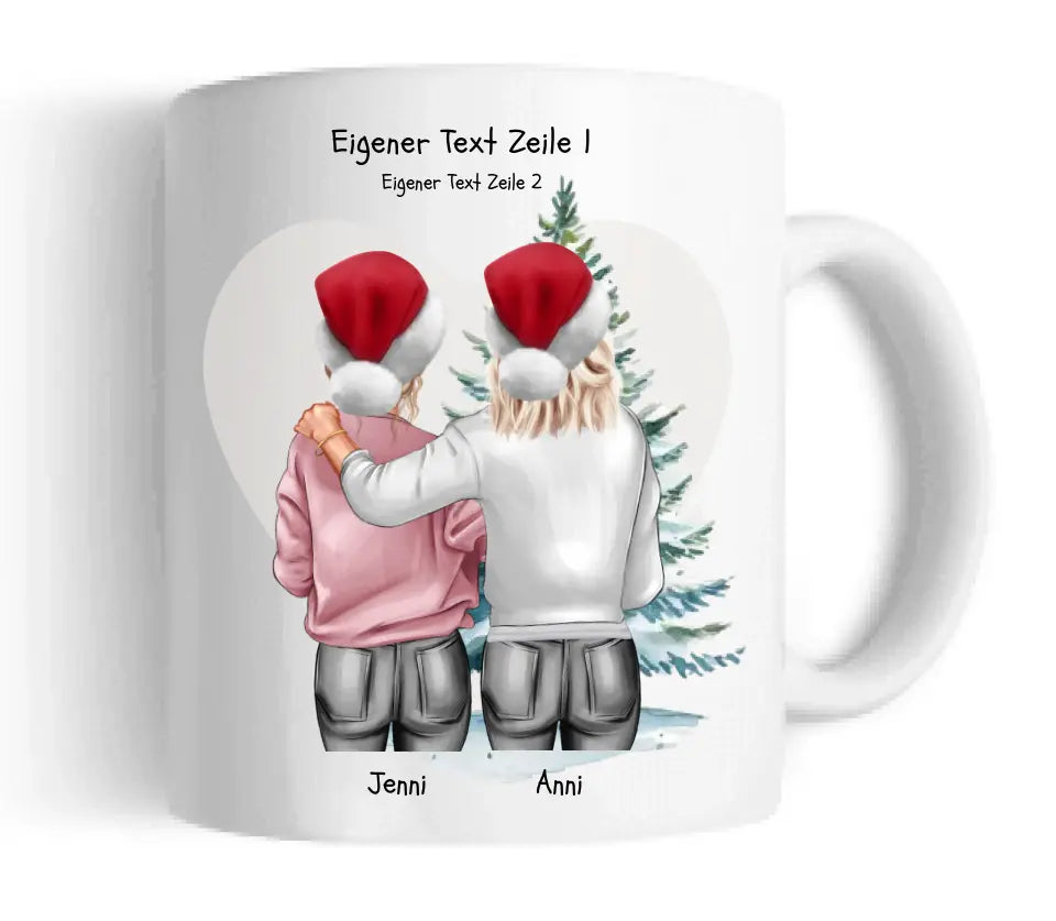 Personalisierte Tasse Nikolausgeschenk, Weihnachtsgeschenk für Geschwister, für Freundin personalisiertes Weihnachts-Tasse kleine Schwester, großer Schwester, Mama Tochter Geschenk