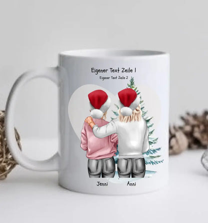 Nikolausgeschenk, Weihnachtsgeschenk für Geschwister, für Freundin personalisiertes Weihnachts-Tasse kleine Schwester, großer Schwester, Mama Tochter Geschenk
