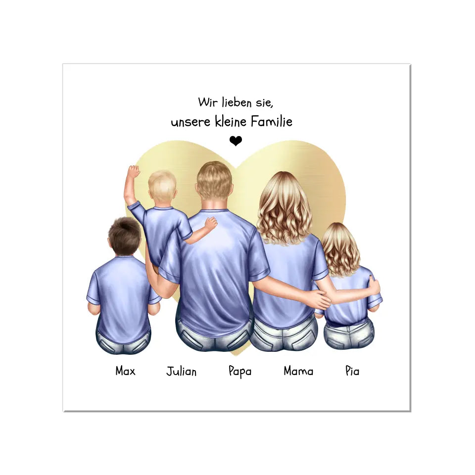 Familienbild mit 2 Kindern - personalisiertes Geschenk Papa -Geschenk Mama - Muttertagsgeschenk - Vatertagsgeschenk - Geburtstagsgeschenk