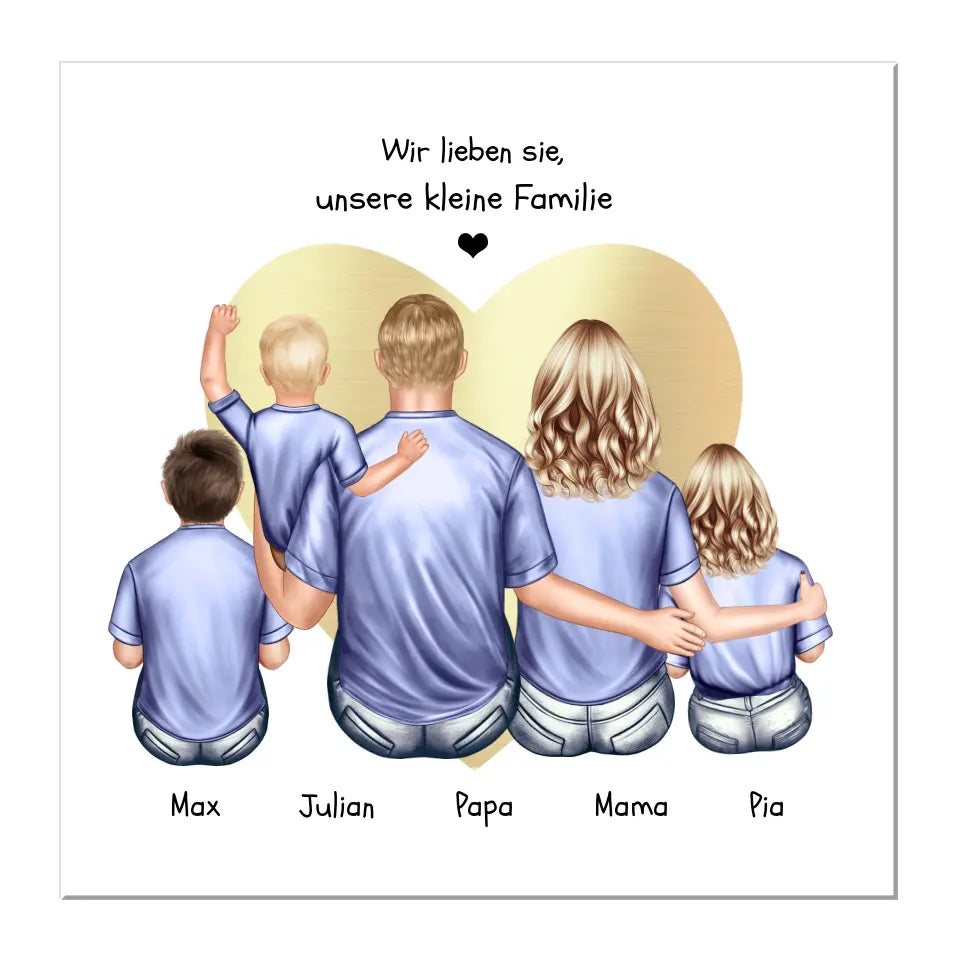 Weihnachtsgeschenk Familienbild mit 3 Kindern - personalisiertes Geschenk Papa -Geschenk Mama - Ostergeschenk