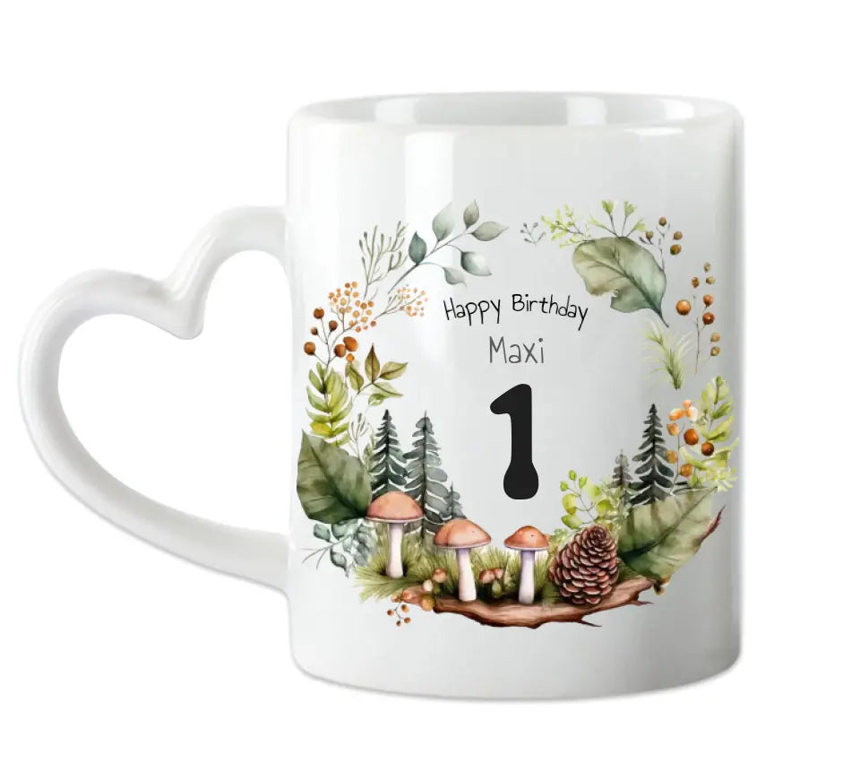 Kindertasse Wald, Natur, Personalisierte Tasse Geschenk, Geburtstagstasse mit Namen und Text