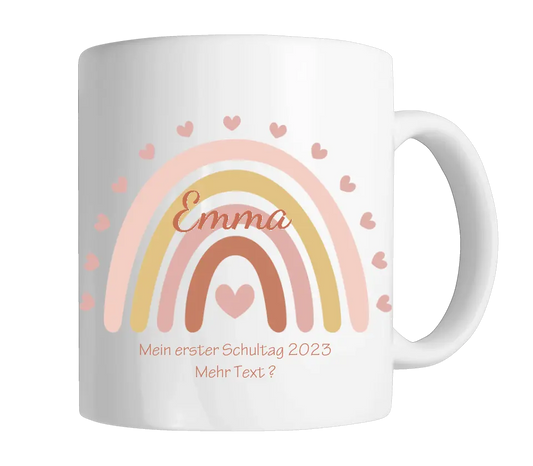 Einschulungsgeschenk Regenbogen Mädchen personalisierte Tasse