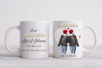 3 Beste Freundinnen Geschenk Kaffeetasse Weihnachtstasse personalisiertes Weihnachtsgeschenk  - Geschenk für Freundin