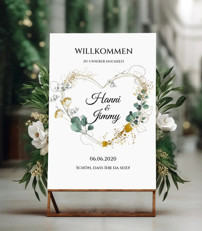 Willkommensposter Hochzeit  | Willkommensschild Hochzeit personalisiert | Hochzeitsempfang Tafel