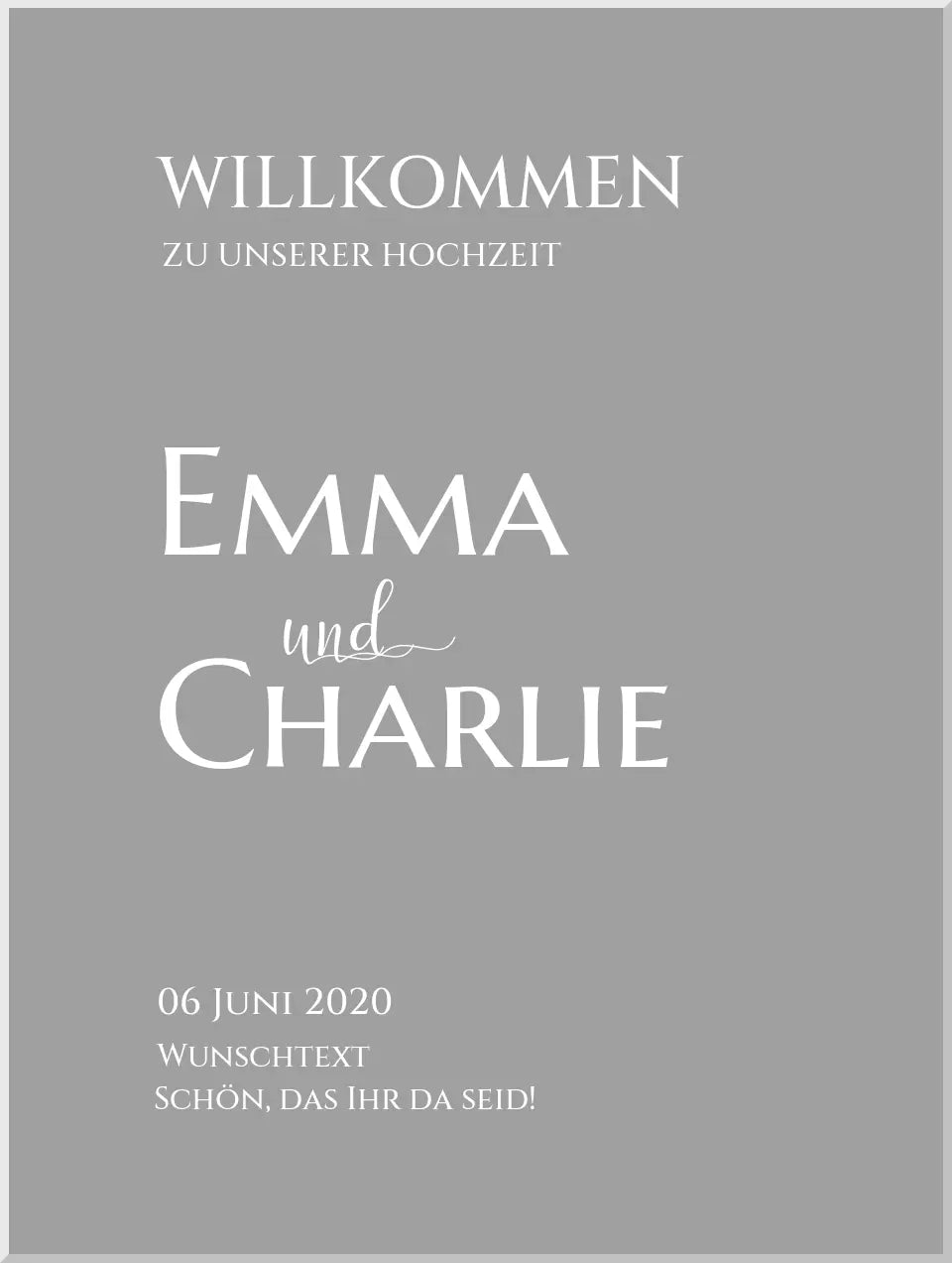 Willkommensposter Hochzeit  | Willkommensschild Hochzeit personalisiert | Hochzeitsempfang Tafel