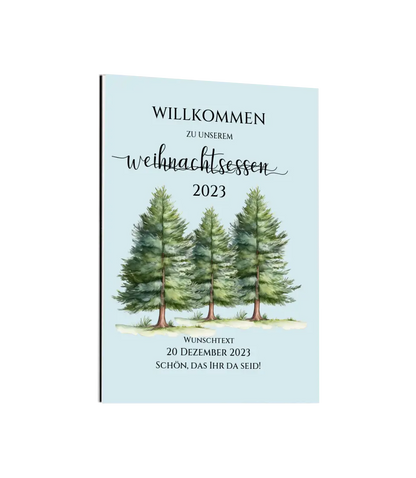 Weihnachtsschild Willkommen mit Tannenbäumen | Weihnachtsposter | Willkommensschild Weihnachten | Einladung Weihnachten Weihnachtsessen