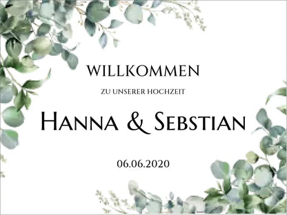 Willkommensposter Hochzeit  | Willkommensschild Hochzeit personalisiert mit Namen Datum | Empfang Schild Hochzeit