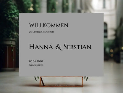 Willkommensposter Hochzeit | Willkommensschild Hochzeit personalisiert mit Namen Datum | Empfang Schild Hochzeit Acrylic Glass on Metal Default