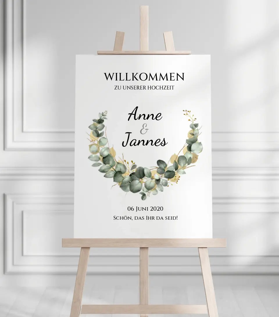 Willkommensposter Hochzeit  | Willkommensschild Hochzeit personalisiert mit Namen Datum | Empfang Schild Hochzeit