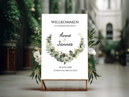 Willkommensposter Hochzeit  | Willkommensschild Hochzeit personalisiert mit Namen Datum | Empfang Schild Hochzeit