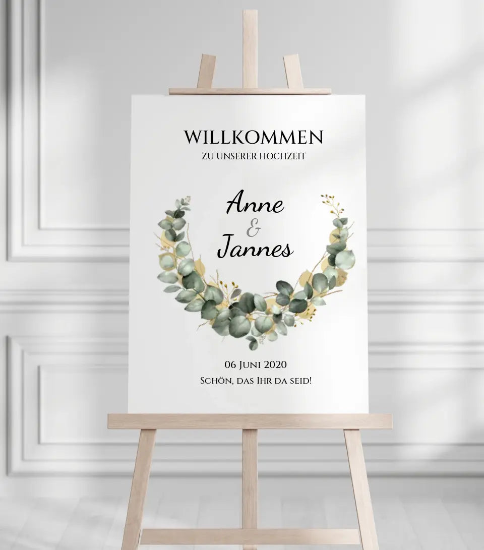 Willkommensposter Hochzeit  | Willkommensschild Hochzeit personalisiert mit Namen Datum | Empfang Schild Hochzeit