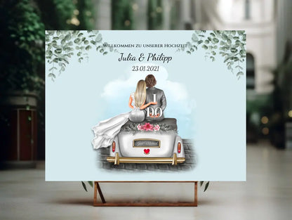 Willkommensposter Hochzeit  | Willkommensschild Hochzeit personalisiert mit Namen Datum | Empfang Schild Hochzeit
