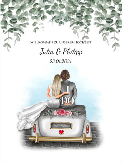 Willkommensposter Hochzeit  | Willkommensschild Hochzeit personalisiert | Hochzeitsempfang Tafel