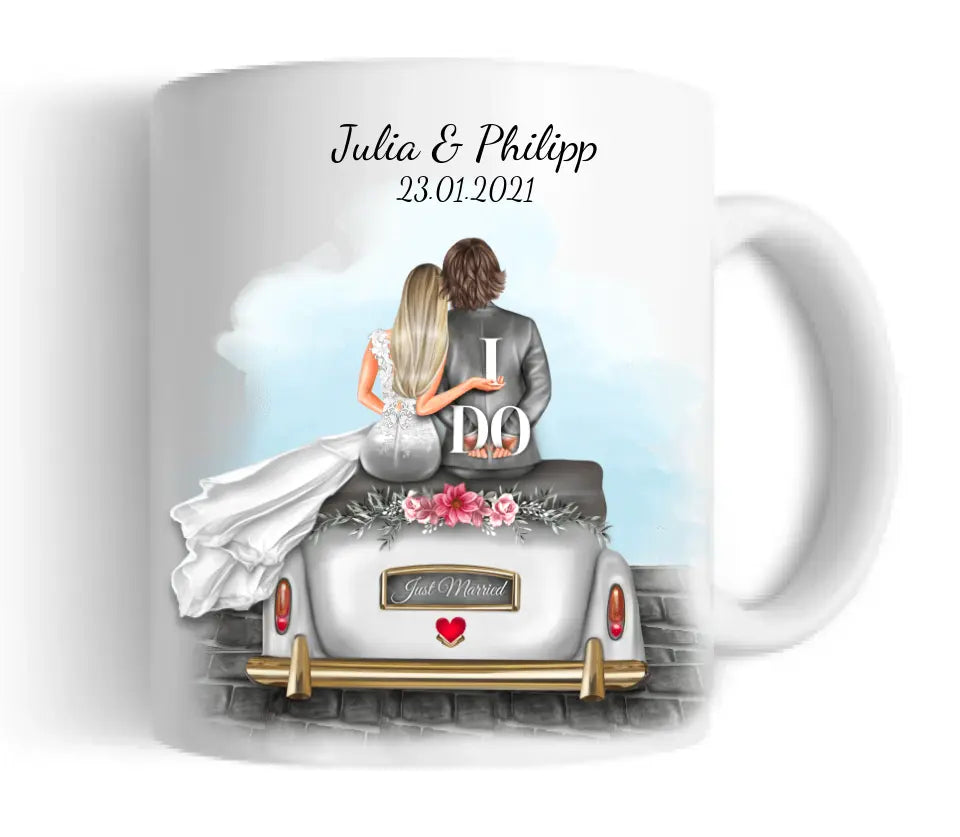 Personalisiertes Hochzeitsgeschenk Tasse, Kaffeebecher - Hochzeitstasse Geschenk Hochzeit