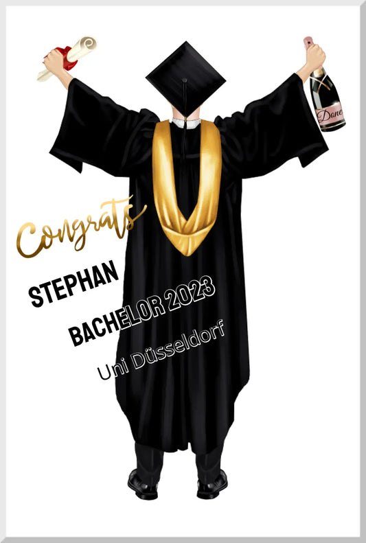 Abschlussgeschenk personalisiertes Poster Geschenk Bachelor - Geschenk Master - Geschenk Abitur - Schulabschluss Leinwanddruck Leinwandbild