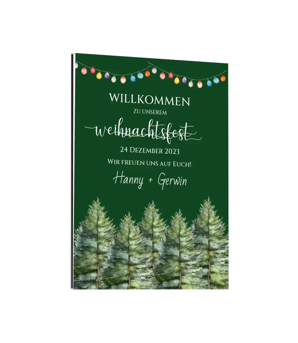 Weihnachtsschild Willkommen mit Tannenbäumen | Weihnachtsposter | Willkommensschild Weihnachten | Einladung Weihnachten | Weihnachten Einladung