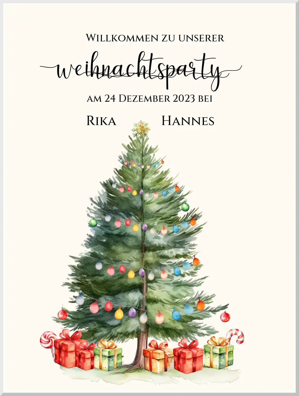 Weihnachtsposter | Willkommensschild Weihnachten | Einladung Weihnachtsfest | Weihnachtsschild Willkommen Schild mit Tannenbaum