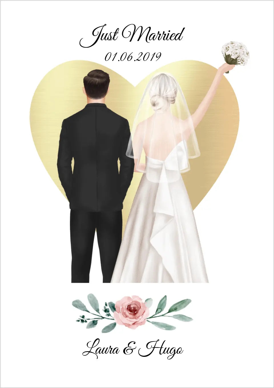 Just Married - personalisiertes Geschenk zur Hochzeit als Poster/Leinwanddruck - Hochzeitsgeschenk