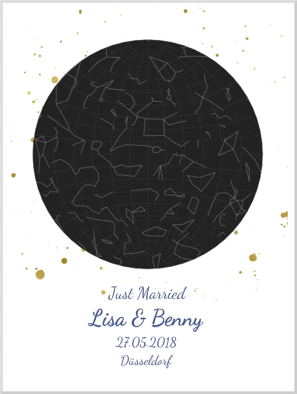 Personalisiertes Sternenbild - Sternenhimmel Poster - Sternenkarte Geschenk für Paare zur Hochzeit