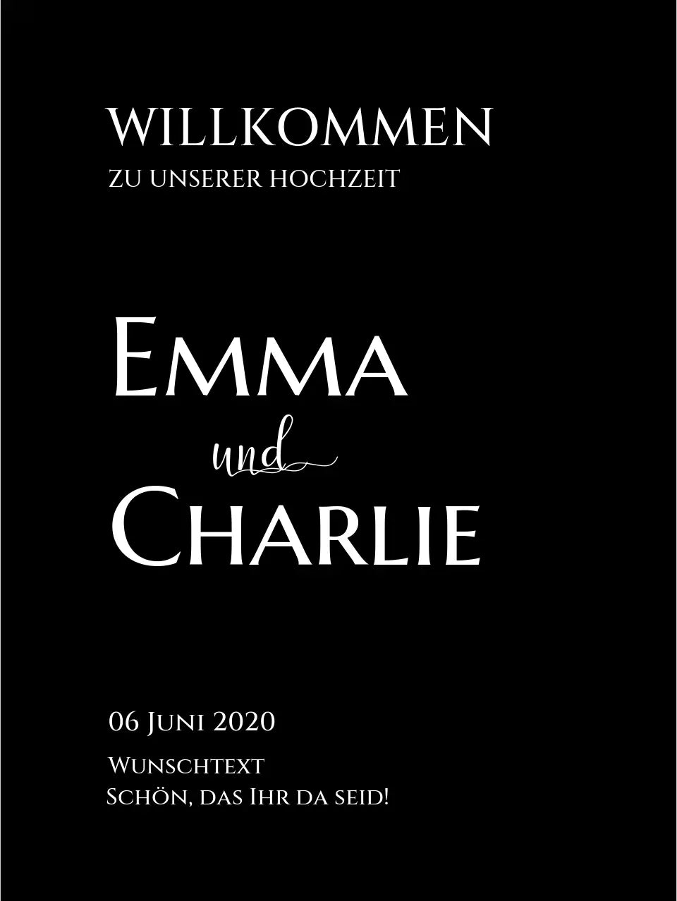 Willkommensposter Hochzeit  | Willkommensschild Hochzeit personalisiert | Hochzeitsempfang Tafel