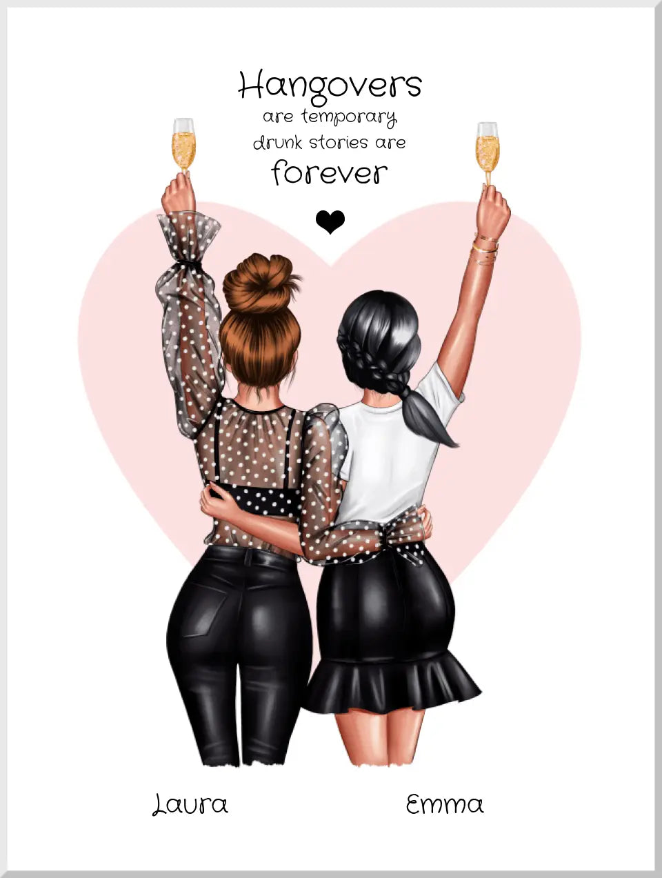 2 beste Freundinnen Poster personalisiertes Geschenk mit Spruch - Beste Freundin Bild Geburtstag Geschenkidee - Geschenk Schwester