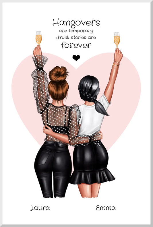 Freundinnen-Poster personalisiert – Geschenk für die beste Freundin Leinwanddruck Leinwandbild