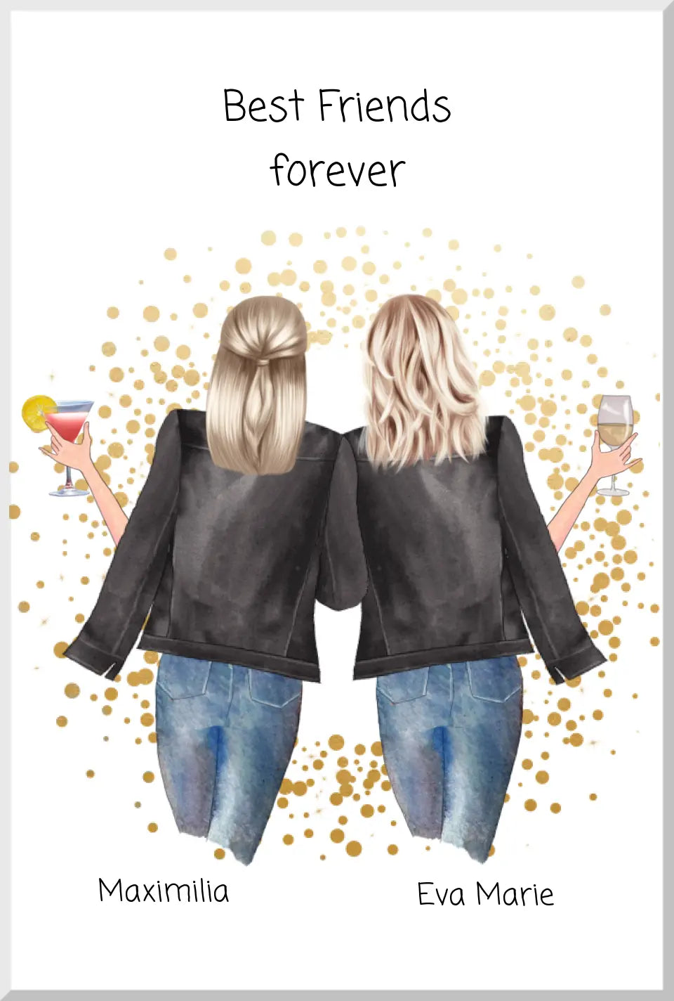 Beste Freundin Bild Geschenk - Poster Best Friends forever Leinwanddruck Leinwandbild
