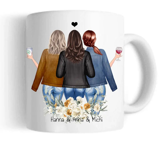 Personalisierte Tasse Geschenk für Freundinnen - 3 beste beste Freundinnen Tasse mit Namen und Spruch