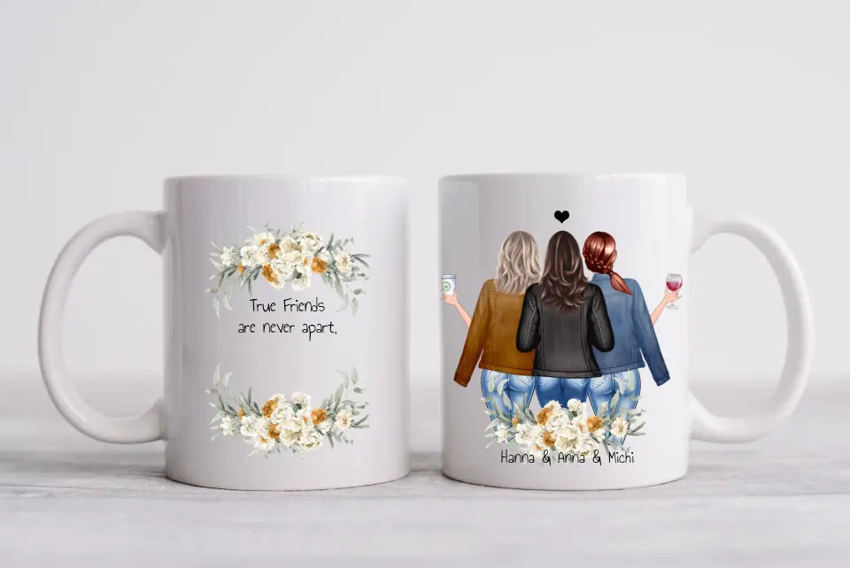 Personalisierte Tasse Geschenk für Freundinnen - 3 beste beste Freundinnen Tasse mit Namen und Spruch