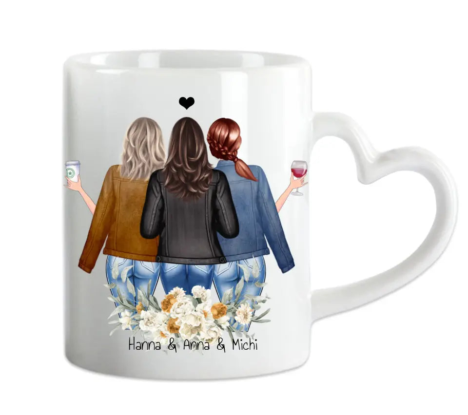 Personalisierte Tasse Geschenk für Freundinnen - 3 beste beste Freundinnen Tasse mit Namen und Spruch