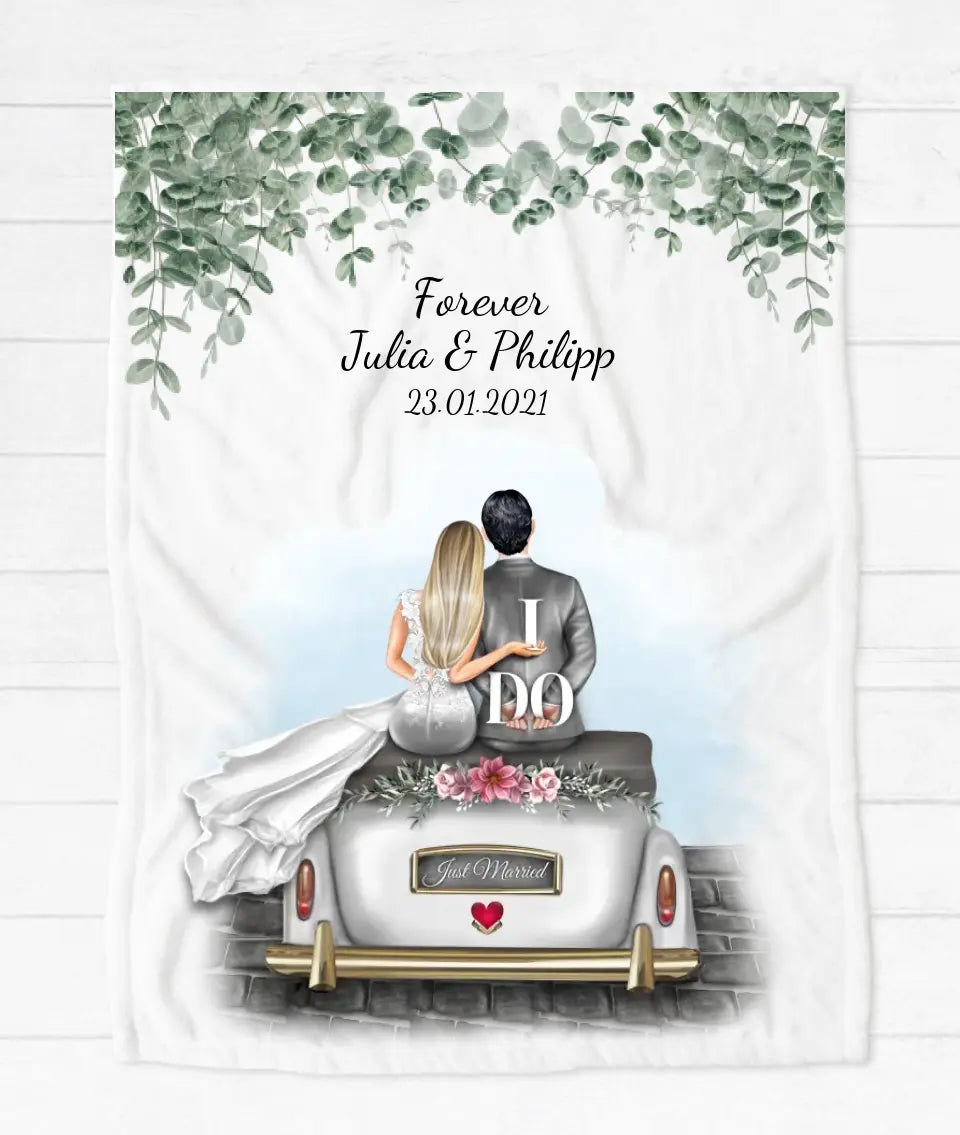 Kuschelige Fleece Premium Decke als Hochzeitsgeschenk - personalisiertes Geschenk zur Hochzeit - Kuscheldecke