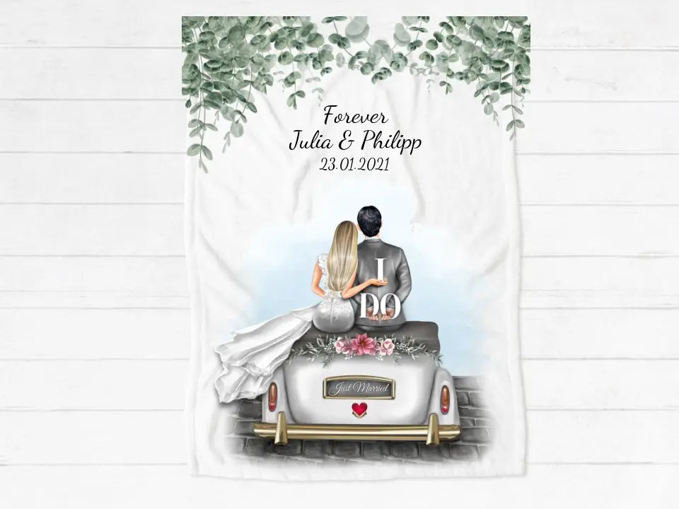 Kuschelige Fleece Premium Decke als Hochzeitsgeschenk - personalisiertes Geschenk zur Hochzeit - Kuscheldecke