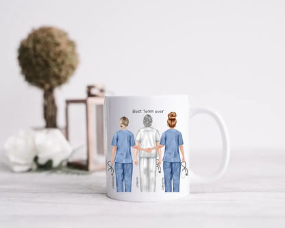 3 Beste Krankenschwester/ Pfleger Team Tasse, Personalisierter Kaffeebecher, Geschenk Kollegin, Tassendruck, Pflegerin, Ärztin, Arzt
