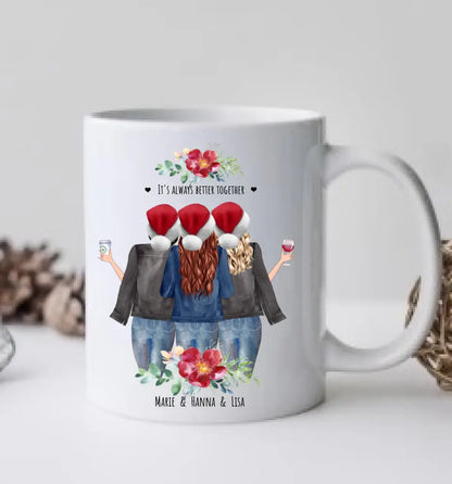 3 Beste Freundinnen Geschenk Tasse personalisiert- Beste Freundin Weihnachtsgeschenk Weihnachtstasse