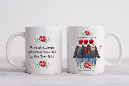 3 Beste Freundinnen Tasse personalisiert- Beste Freundin Weihnachtsgeschenk Weihnachtstasse