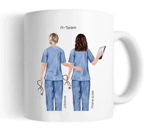 2 Beste Krankenschwester Team Tasse, Personalisierter Kaffeebecher, Geschenkidee Kollegin, Tassendruck, Ostern, Pflegerin, Ärztin
