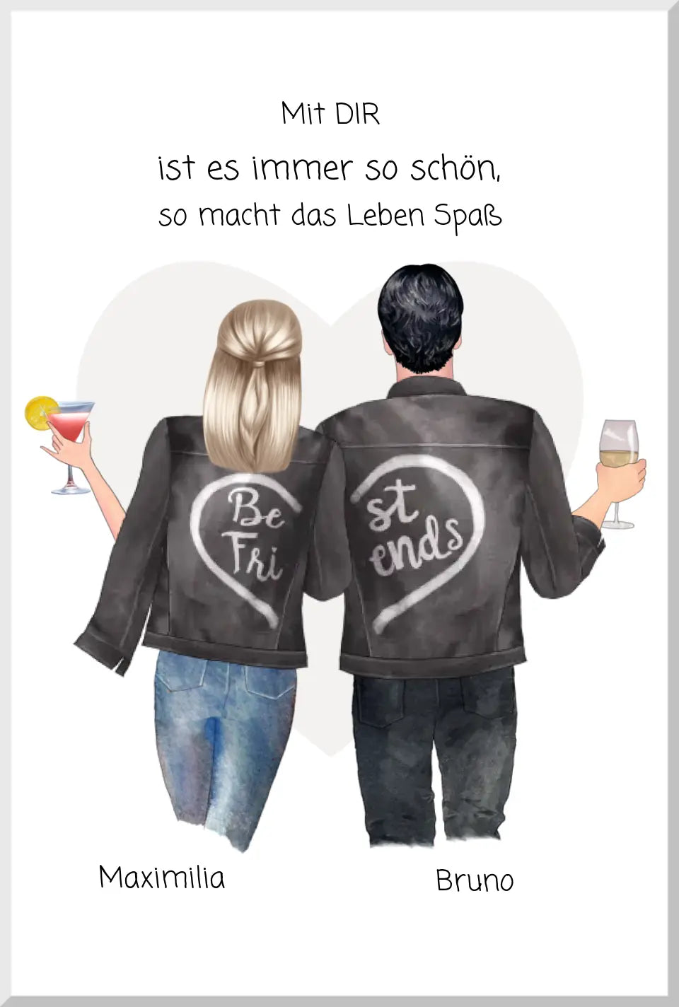Pärchenbild Partnerbild Poster mit Spruch - Personalisiertes Geschenk für Freundin, Freund
