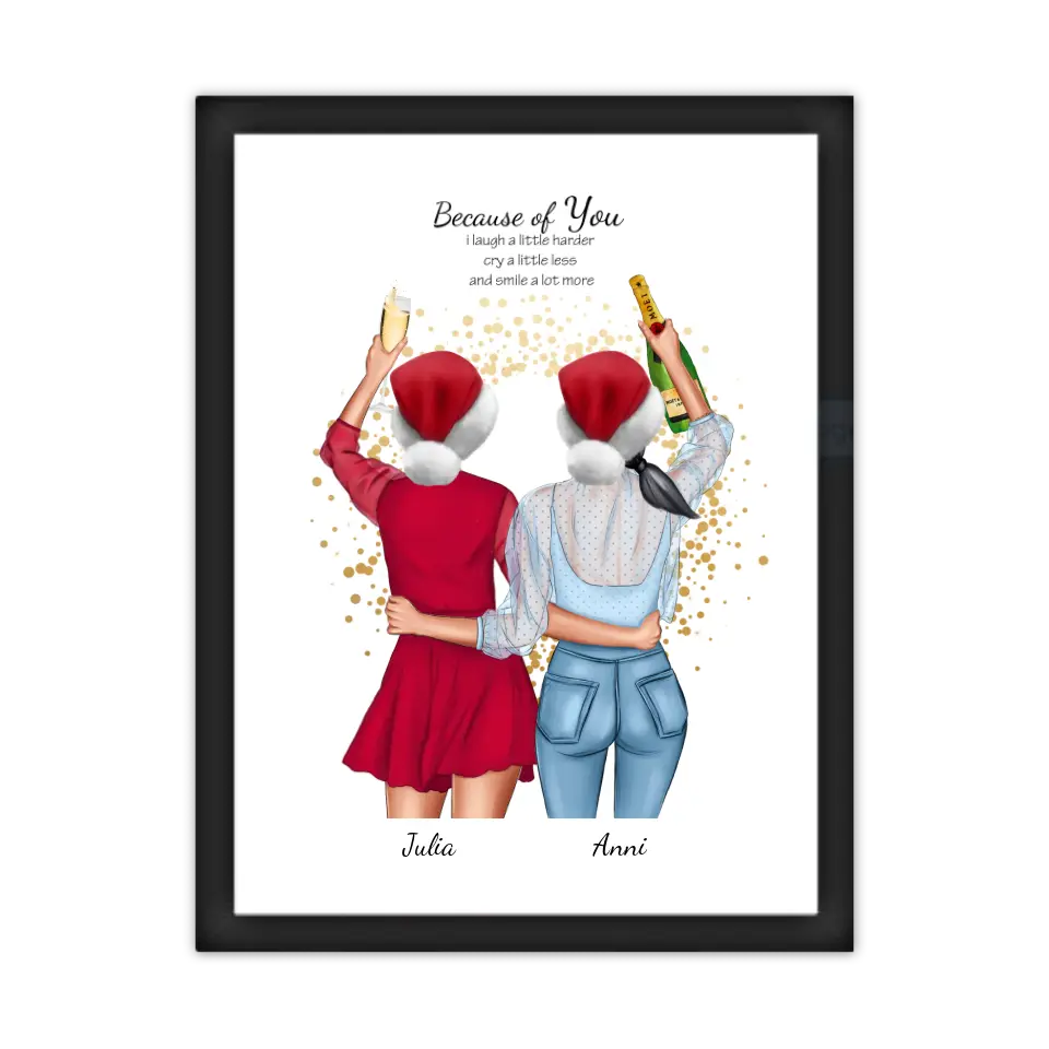 Personalisiertes Weihnachtsgeschenk Poster für beste Freundin, Freundin Bild personalisiert