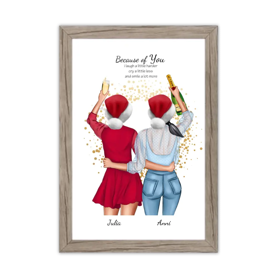Personalisiertes Weihnachtsgeschenk Poster für beste Freundin, Freundin Bild personalisiert