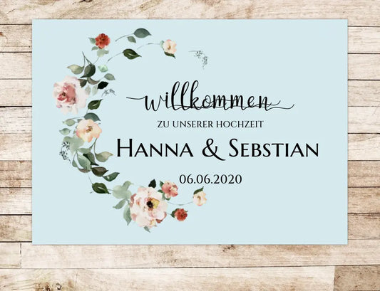 Willkommen Hochzeitsfußmatte  | Personalisierte Fußmatte zum Empfang Hochzeit mit Namen | Hochzeitsdekoration Fußmatte