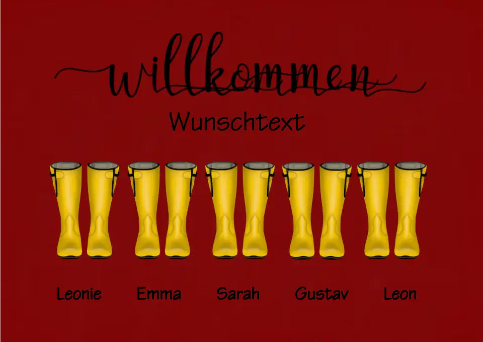 Poster Gummistiefel - Personalisiertes Familienbild 1-5 Personen mit Wunschtext gestalten copy