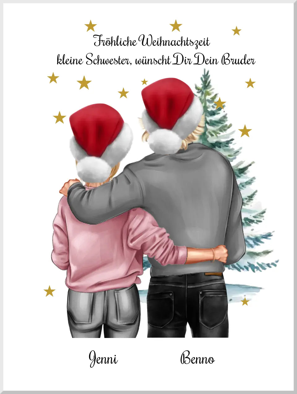 Weihnachtsgeschenk Geschenk für Bruder Schwester personalisiertes Geschwister Poster