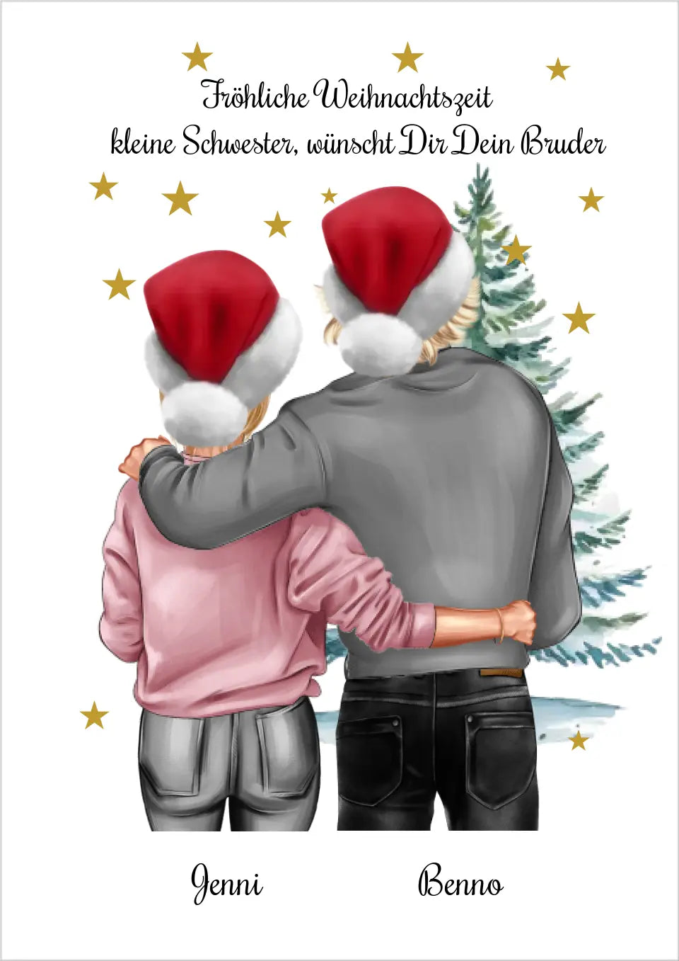 Weihnachtsgeschenk Geschenk für Bruder Schwester personalisiertes Geschwister Poster