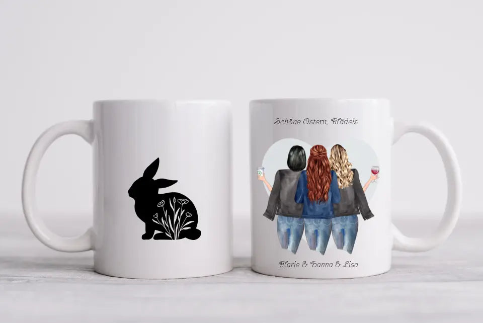 Ostergeschenk Ostertasse personalisiertes Geschenk 3 Beste Freundinnen Tasse, Schwester, Kollegin, Tassendruck