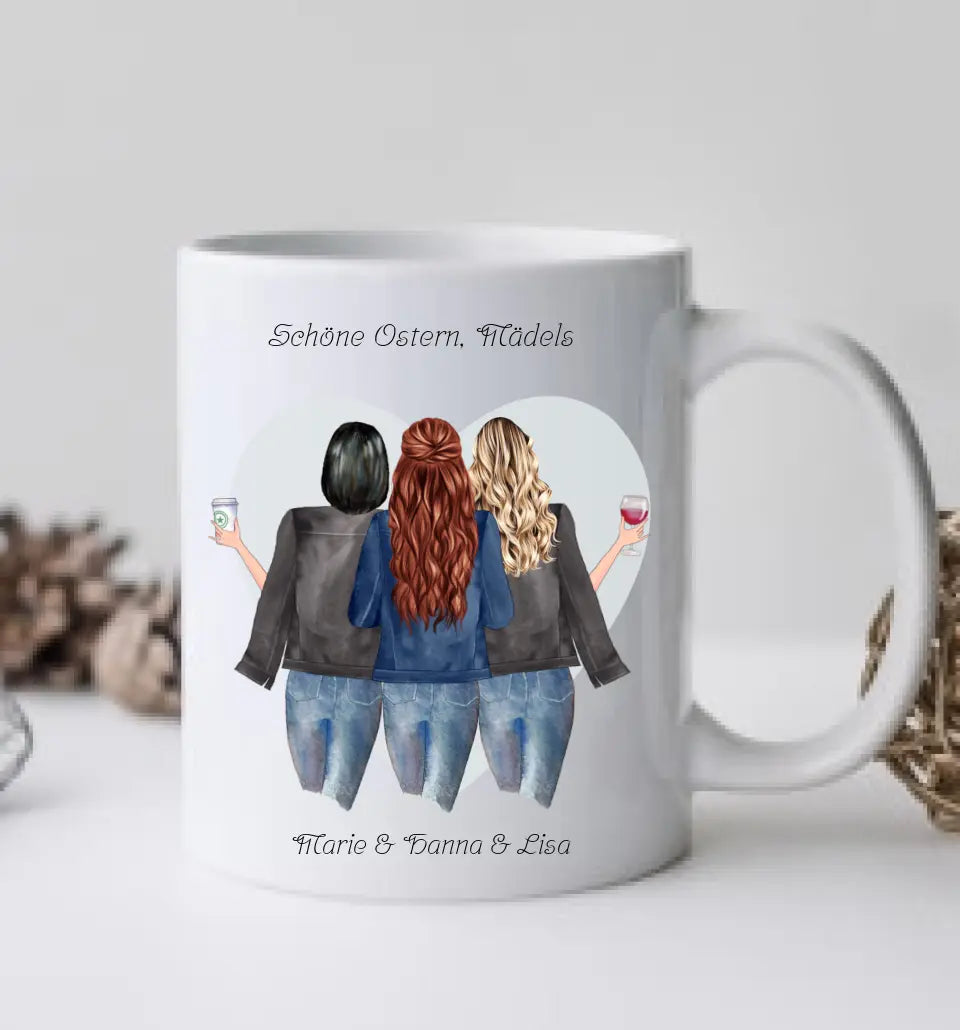 Ostergeschenk Ostertasse personalisiertes Geschenk 3 Beste Freundinnen Tasse, Schwester, Kollegin, Tassendruck