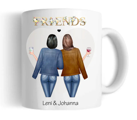 Ostergeschenk Ostertasse personalisiertes Geschenk 2 Beste Freundinnen Tasse, Schwester, Kollegin, Tassendruck Keramiktasse 330 ml Mug Classic - Panorama