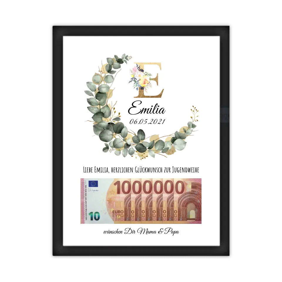 Personalisiertes Geschenk, Geldgeschenk zum Geburtstag, Jugendweihe, Kommunion, Konfirmation, Geburtstagsgeschenk 1. Million