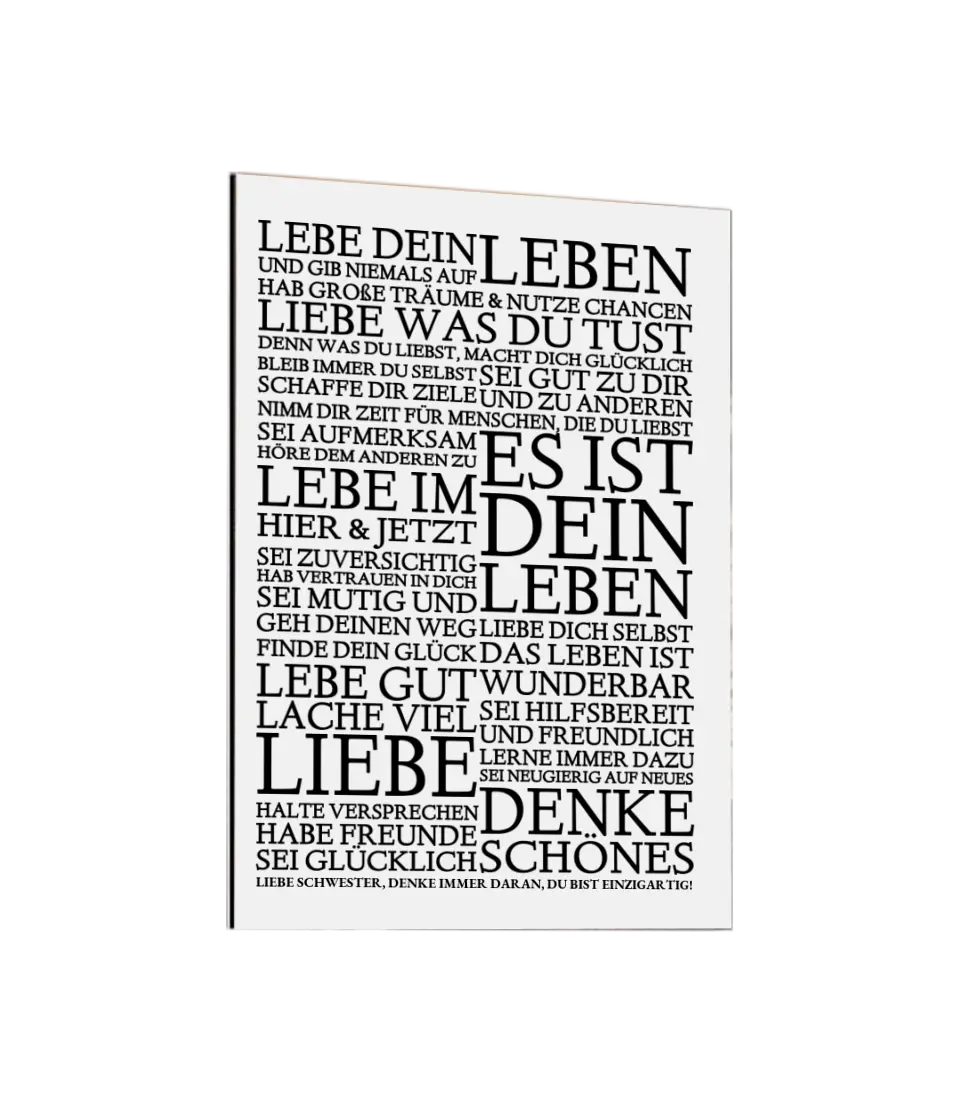 ZEITRAUM-KUNSTDRUCK, LEBE DEIN LEBEN, Sprücheposter mit Personalisierung Acrylic Glass on Metal Default